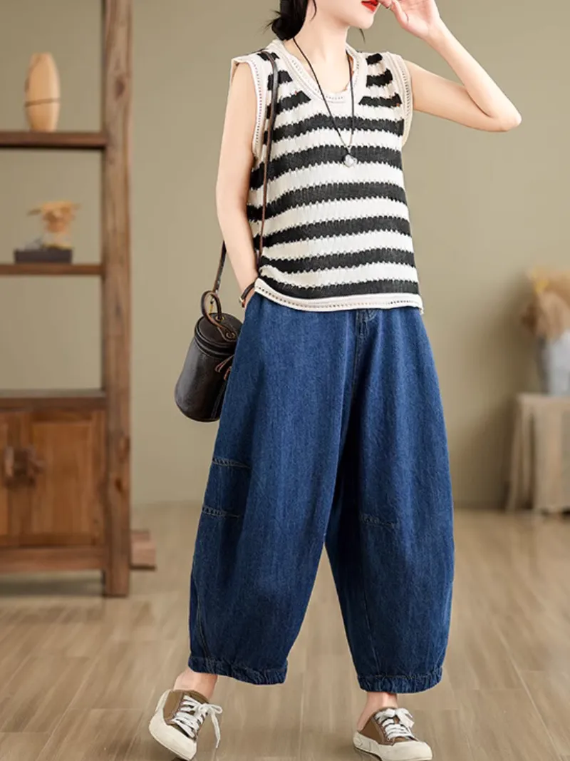 Women's Retro Loose Casual Wide Leg Pants Bottom