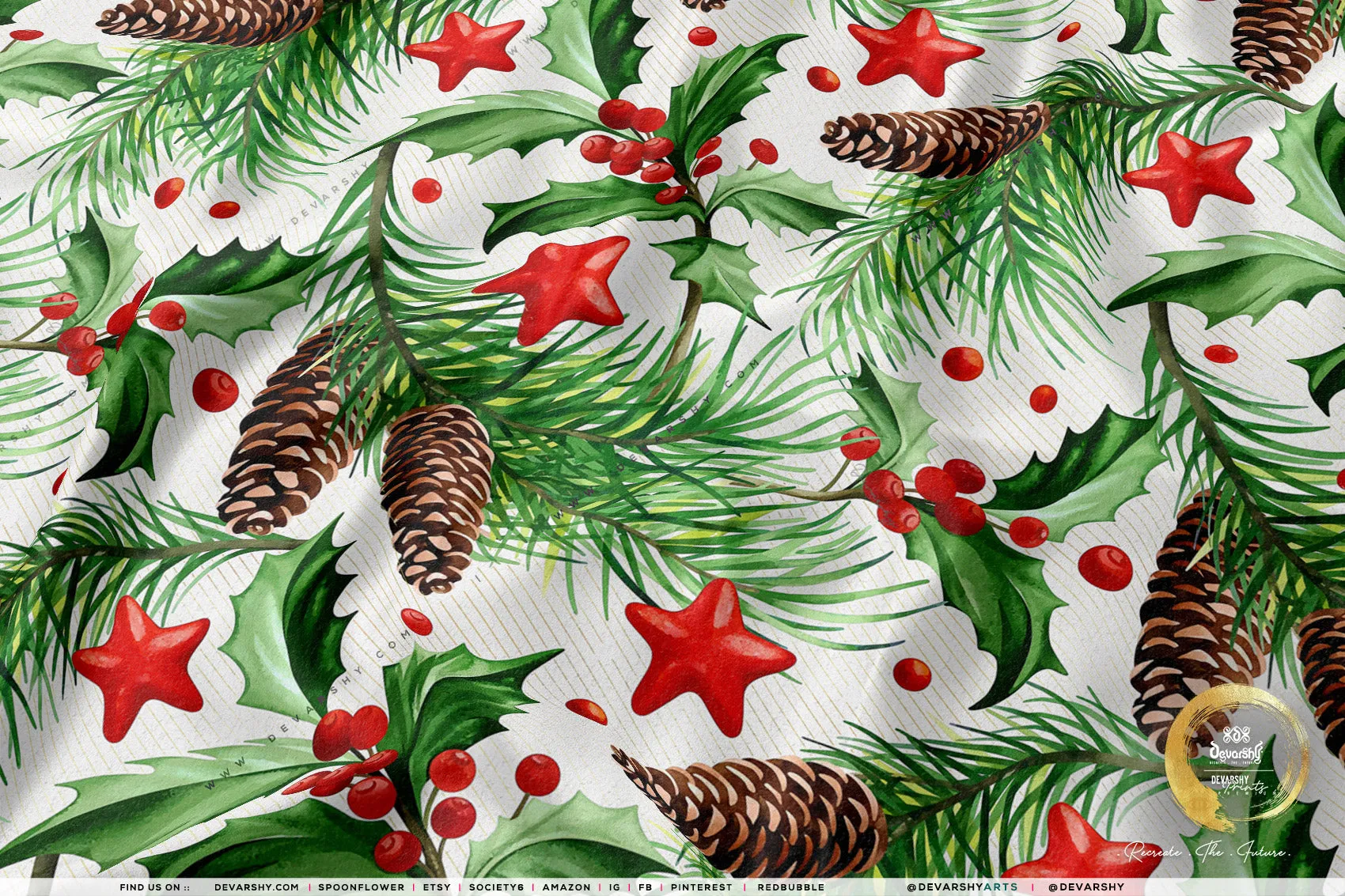 Xmas Florals Apparel Fabric 3Meters , 9 Designs | 8 Fabrics Option | Fabric By the Yard | 072