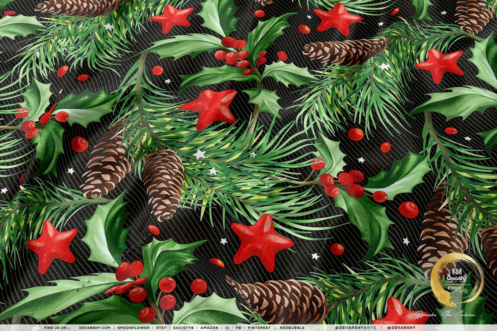 Xmas Florals Apparel Fabric 3Meters , 9 Designs | 8 Fabrics Option | Fabric By the Yard | 072